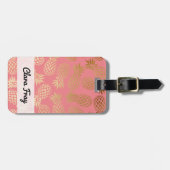 elegant faux goud tropisch anananaseppatroon bagagelabel (Voorkant horizontaal)