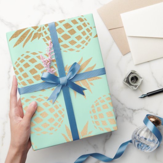 elegant faux goud tropisch anananaseppatroon cadeaupapier (Geschenken)