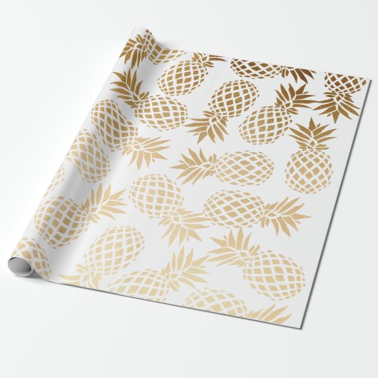 elegant faux goud tropisch anananaseppatroon cadeaupapier (Uitgerold)