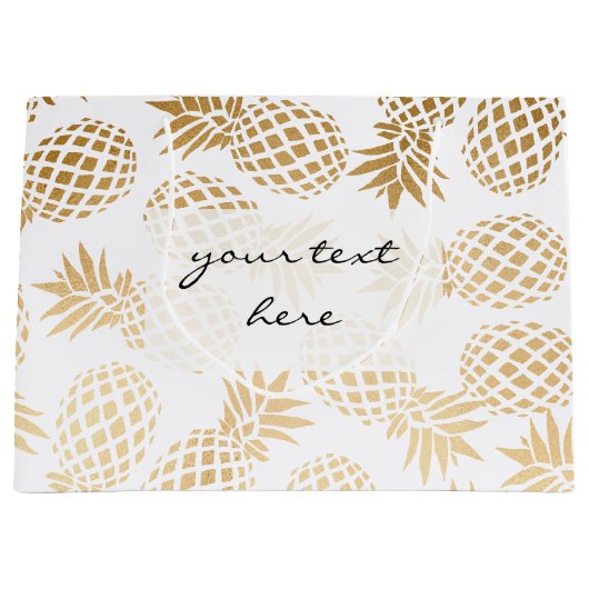 elegant faux goud tropisch anananaseppatroon groot cadeauzakje (Voorkant)