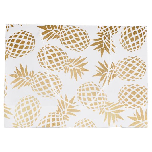 elegant faux goud tropisch anananaseppatroon groot cadeauzakje (Achterkant)