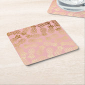 elegant faux goud tropisch anananaseppatroon kartonnen onderzetters (Schuin)