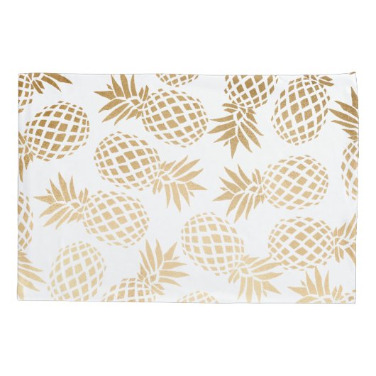 elegant faux goud tropisch anananaseppatroon kussensloop (Achterkant)