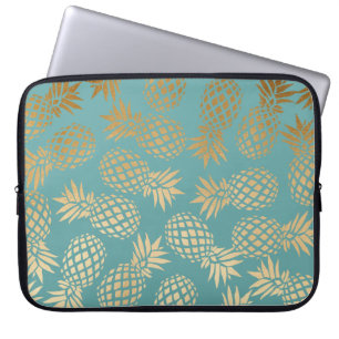 elegant faux goud tropisch anananaseppatroon laptop sleeve