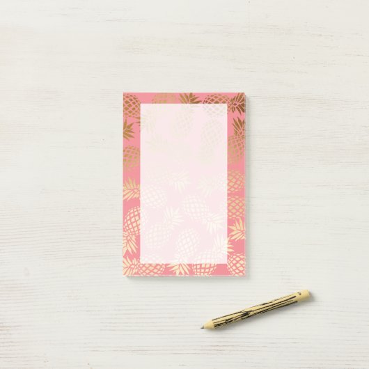 elegant faux goud tropisch anananaseppatroon post-it® notes (Op bureau)