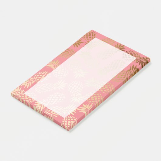 elegant faux goud tropisch anananaseppatroon post-it® notes (Schuin)