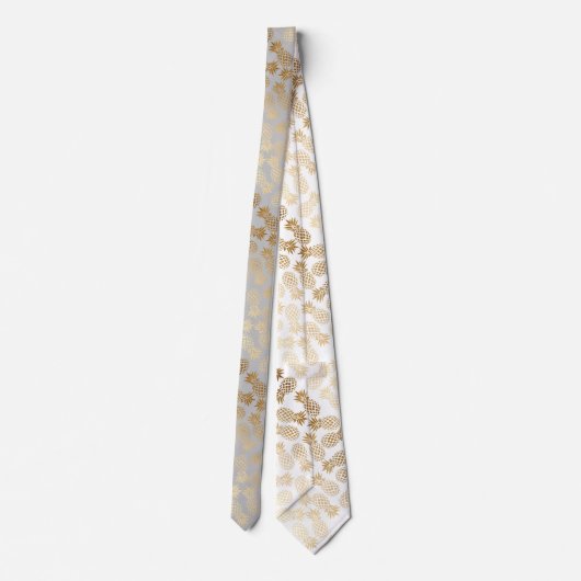 elegant faux goud tropisch anananaseppatroon stropdas (Achterkant)