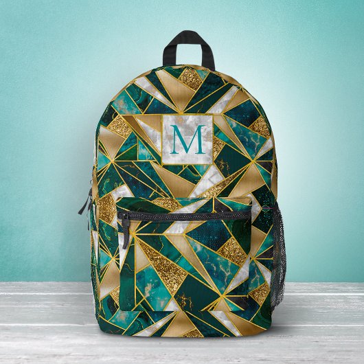 Elegant faux goud turquoise geometrisch bedrukte rugzak