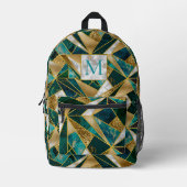 Elegant faux goud turquoise geometrisch bedrukte rugzak (Voorkant)