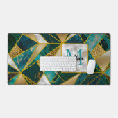 Elegant faux goud turquoise geometrisch bureaumat (Keyboard & Muis)
