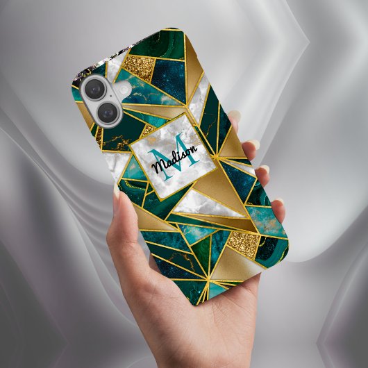 Elegant faux goud turquoise geometrisch Case-Mate iPhone case