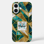 Elegant faux goud turquoise geometrisch Case-Mate iPhone case (Achterkant)