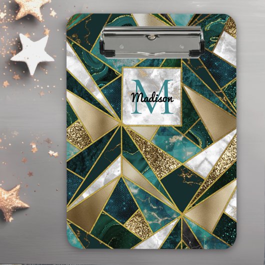 Elegant faux goud turquoise geometrisch klembord
