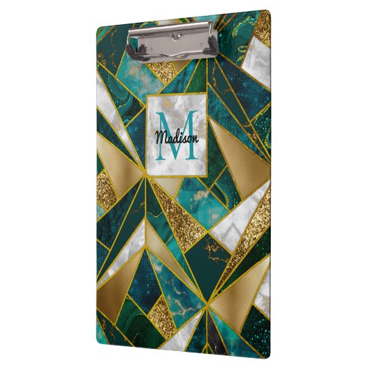 Elegant faux goud turquoise geometrisch klembord (Links)