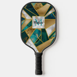 Elegant faux goud turquoise geometrisch pickleball paddle
