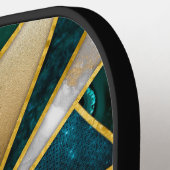 Elegant faux goud turquoise geometrisch pickleball paddle (Links Detail)