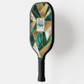 Elegant faux goud turquoise geometrisch pickleball paddle (Links)