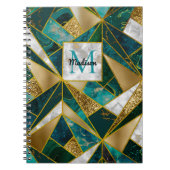 Elegant faux goud turquoise geometrisch schetsboek notitieboek (Voorkant)
