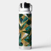 Elegant faux goud turquoise geometrisch waterfles (Achterkant)