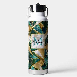 Elegant faux goud turquoise geometrisch waterfles