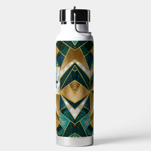 Elegant faux goud turquoise geometrisch waterfles (Links)
