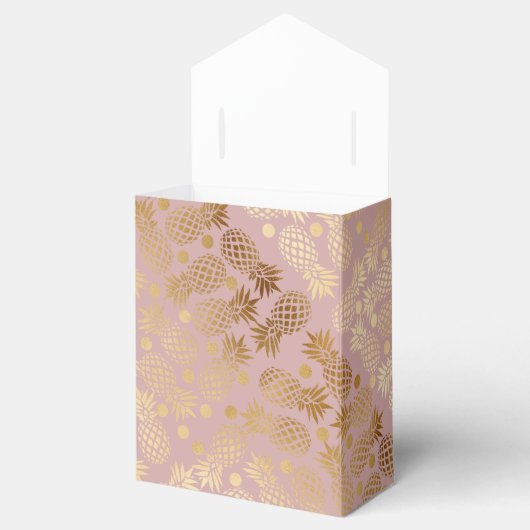 elegant faux gouden anananassepatroon polka-stippe bedankdoosjes (Geopend)