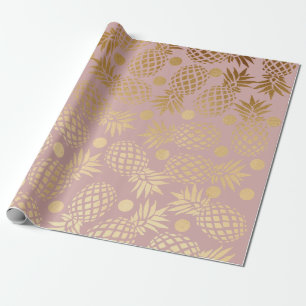 elegant faux gouden anananassepatroon polka-stippe cadeaupapier
