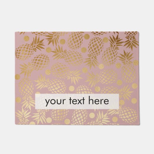 elegant faux gouden anananassepatroon polka-stippe deurmat (Voorkant)