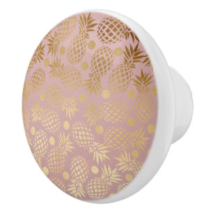 elegant faux gouden anananassepatroon polka-stippe keramische knop