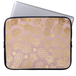 elegant faux gouden anananassepatroon polka-stippe laptop sleeve