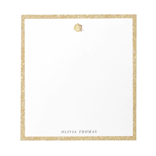 Elegant faux gouden roos gepersonaliseerd briefpap notitieblok (Voorkant)