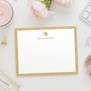 Elegant faux gouden roos gepersonaliseerd briefpap notitiekaartje