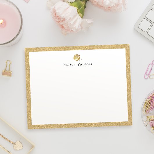 Elegant faux gouden roos gepersonaliseerd briefpap notitiekaartje