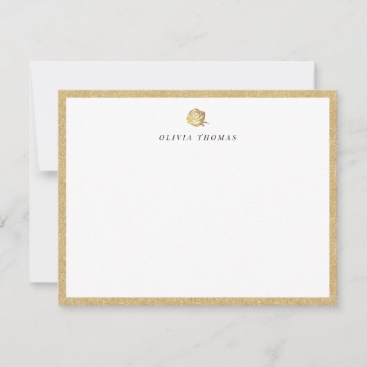 Elegant faux gouden roos gepersonaliseerd briefpap notitiekaartje (Voorkant)