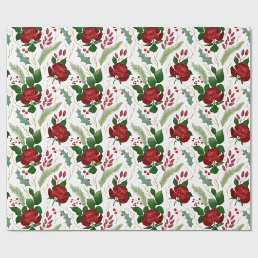 Elegant faux gouden waterverf rozen Pijnbessen Cadeaupapier (Vlak)