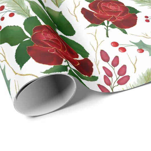 Elegant faux gouden waterverf rozen Pijnbessen Cadeaupapier (Rol Hoek)