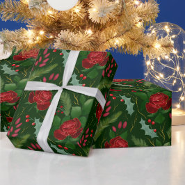 Elegant faux gouden waterverf rozen Pijnbessen Cadeaupapier