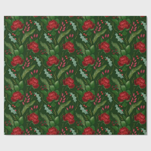 Elegant faux gouden waterverf rozen Pijnbessen Cadeaupapier (Vlak)