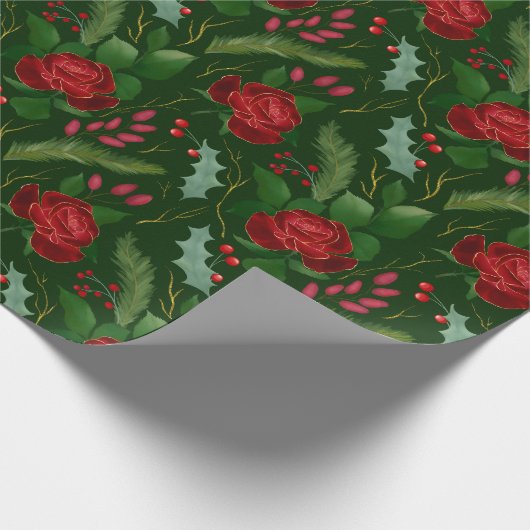 Elegant faux gouden waterverf rozen Pijnbessen Cadeaupapier (Hoek)
