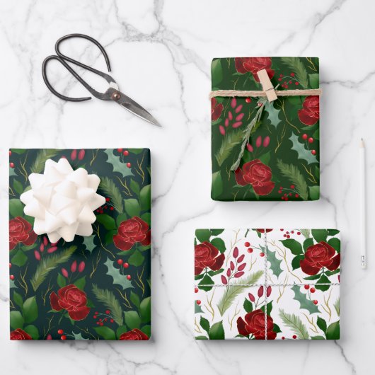 Elegant faux gouden waterverf rozen Pijnbessen Inpakpapier Vel (Voorkant)