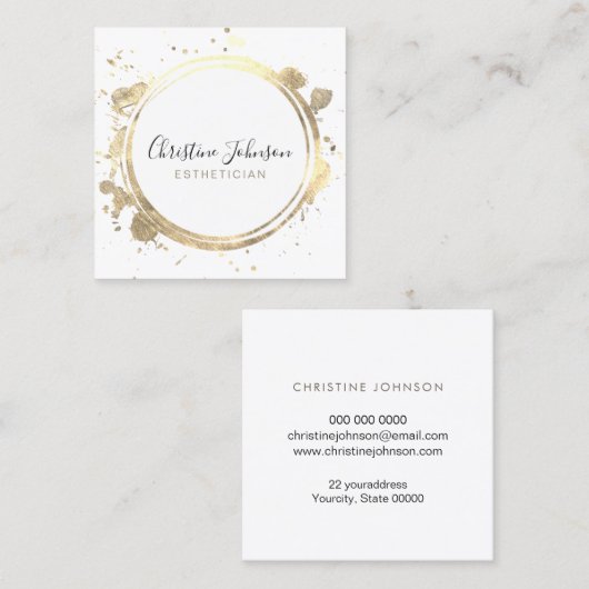 elegant FAUX goudfolie cirkel Vierkante Visitekaartje (Voorkant / Achterkant)