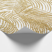 Elegant faux goudglitter tropische palmflora cadeaupapier (Hoek)