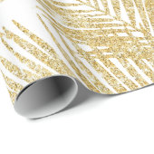 Elegant faux goudglitter tropische palmflora cadeaupapier (Rol Hoek)