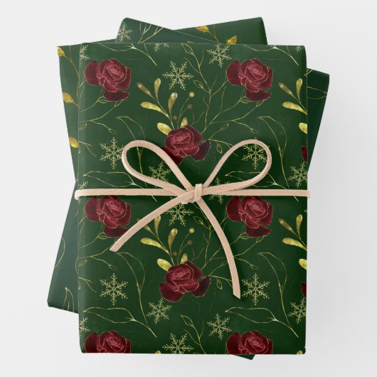 Elegant faux goudgroene waterverf roos w inpakpapier vel (In situ)