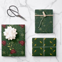 Elegant faux goudgroene waterverf roos w inpakpapier vel