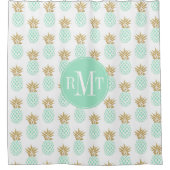 Elegant faux goudtropisch anananaseppatroon douchegordijn (Voorkant)