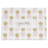 Elegant faux goudtropisch anananaseppatroon groot cadeauzakje (Voorkant)