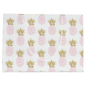 Elegant faux goudtropisch anananaseppatroon groot cadeauzakje (Achterkant)