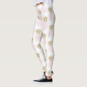 Elegant faux goudtropisch anananaseppatroon leggings (Links)