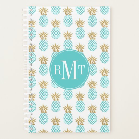 Elegant faux goudtropisch anananaseppatroon planner (Voorkant)